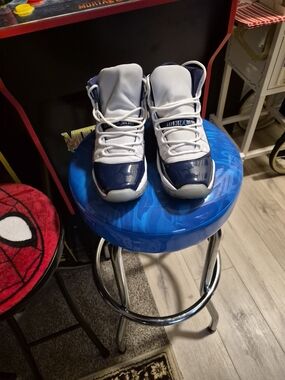 Jordan Kids Navy and White High-Top Sneakers